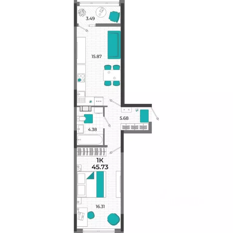 1-к кв. Крым, Евпатория  (45.73 м) - Фото 1