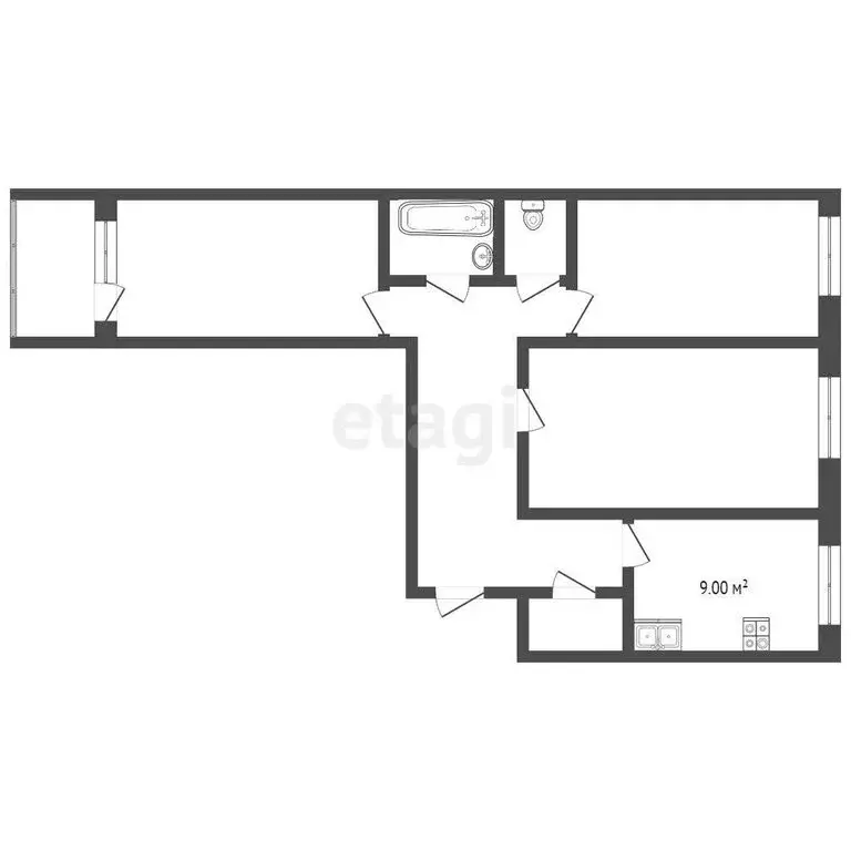 3-комнатная квартира: Тюмень, улица Домостроителей, 4 (65.1 м) - Фото 1