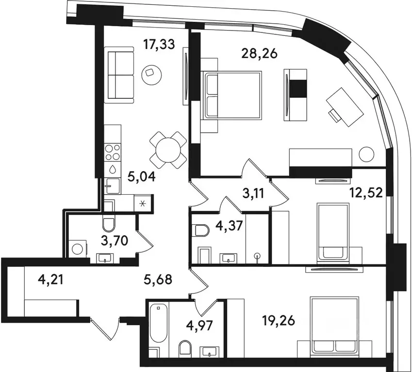 3-к кв. Москва ул. Сокольнический Вал, 2АС1 (108.45 м) - Фото 0