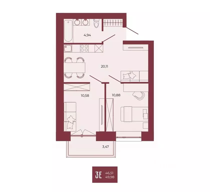 3-к кв. Пензенская область, Пенза ул. Тепличная, 55 (49.98 м) - Фото 1