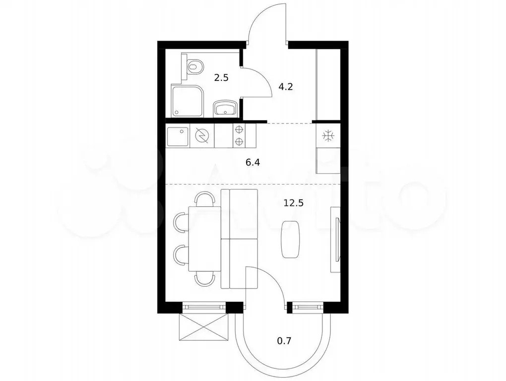 Квартира-студия, 26,3 м, 8/9 эт. - Фото 0