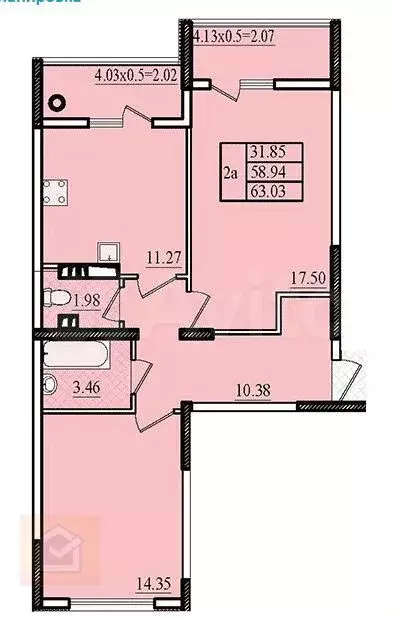 2-к. квартира, 63 м, 5/9 эт. - Фото 0