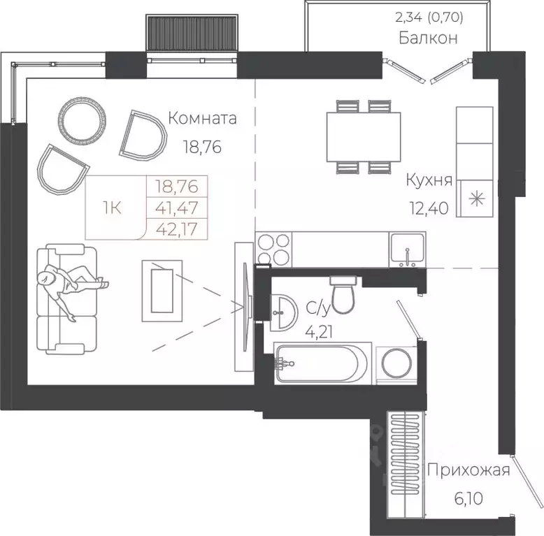 1-к кв. Алтай, Майминский район, с. Майма ул. Энергетиков (42.17 м) - Фото 1