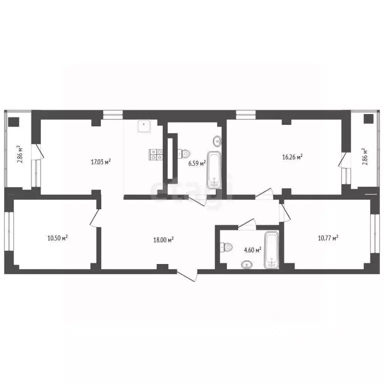 3-к кв. Тюменская область, Тюмень ул. Константина Посьета, 6 (83.7 м) - Фото 2
