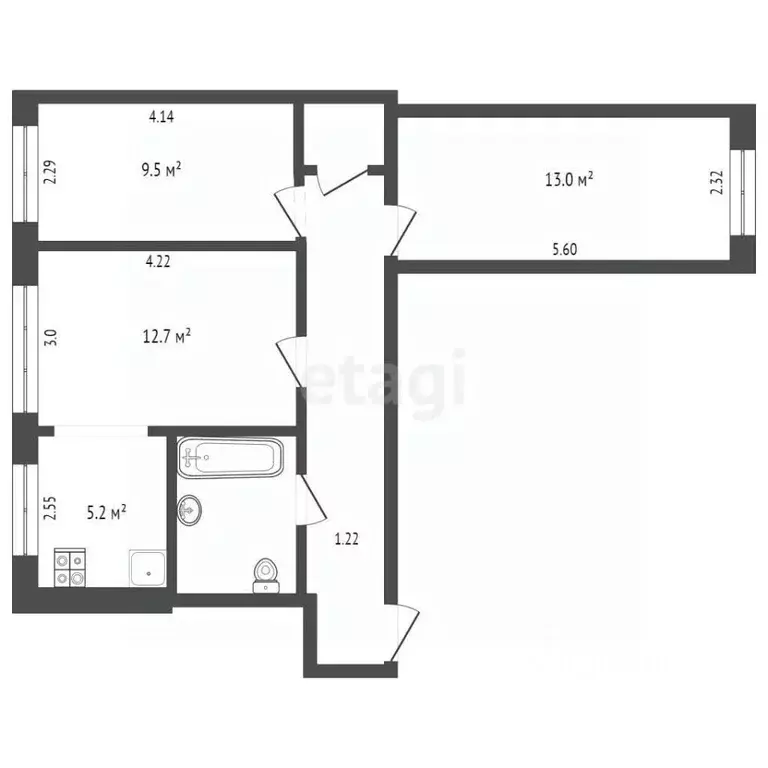 3-к кв. Коми, Сыктывкар Советская ул., 58 (56.4 м) - Фото 1