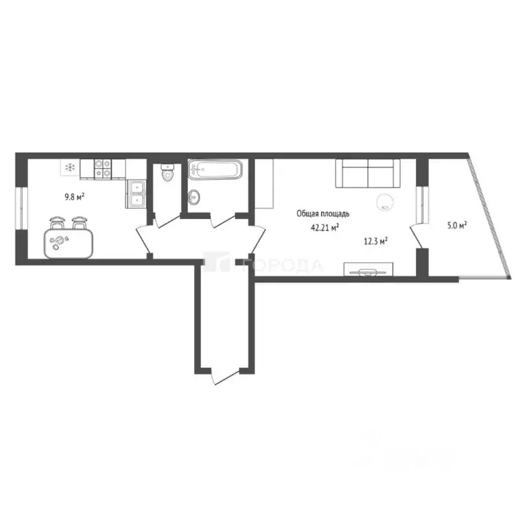 1-к кв. Новосибирская область, Новосибирск Спортивная ул., 13 (42.21 ... - Фото 2