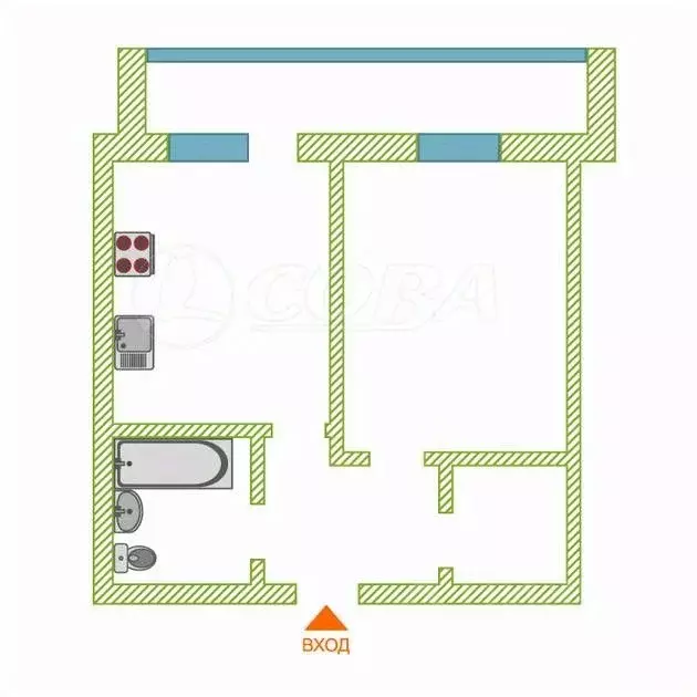 1-к кв. Тюменская область, Тюмень Амурская ул., 2 (43.8 м) - Фото 1