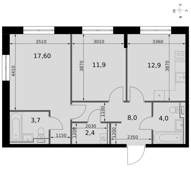 2-к кв. Татарстан, Казань Даурская ул., 2А (60.5 м) - Фото 1