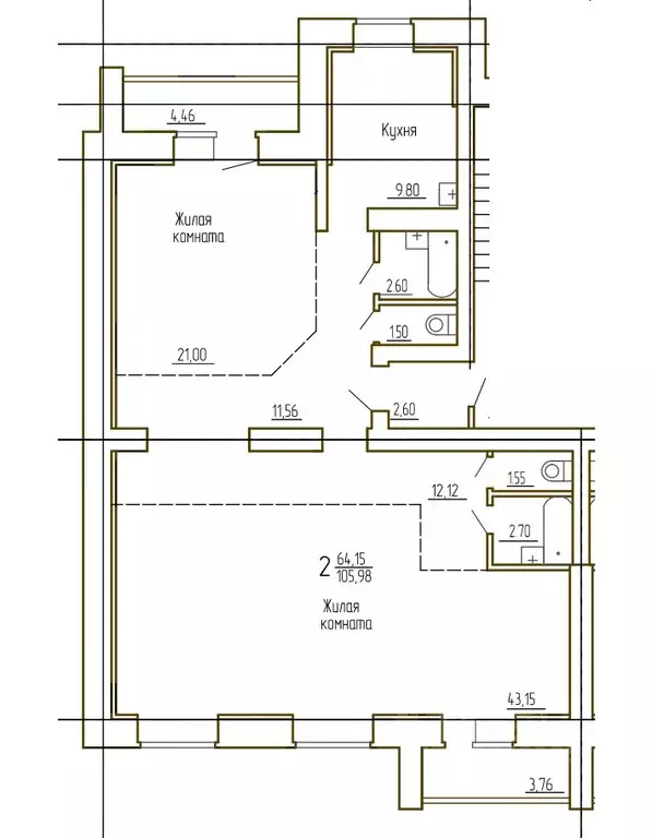 2-к кв. Челябинская область, Миасс просп. Макеева, 85 (105.98 м) - Фото 1
