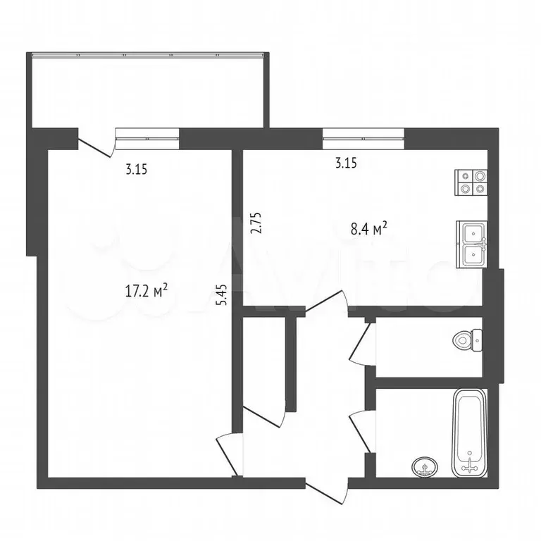 1-к. квартира, 35 м, 4/10 эт. - Фото 0