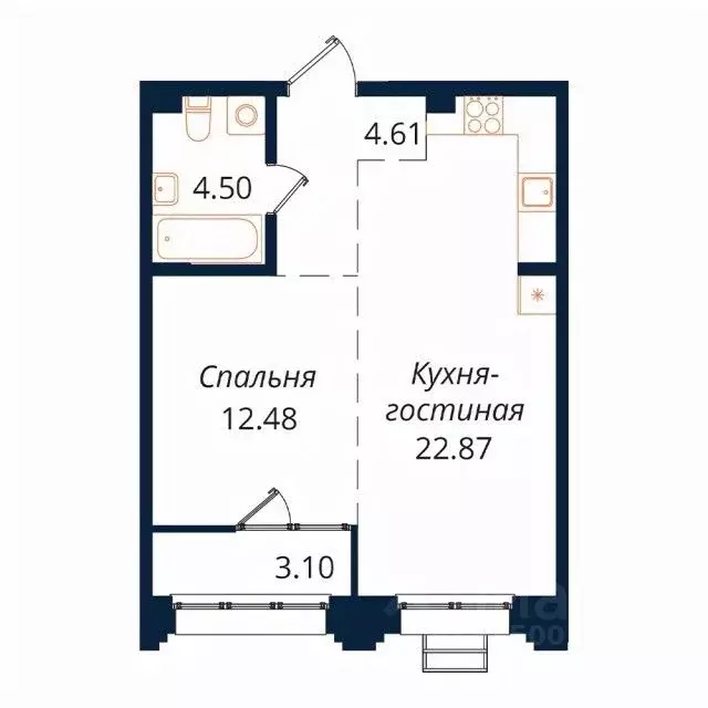 1-к кв. Иркутская область, Иркутск Байкальская ул., 246Б (46.9 м) - Фото 1
