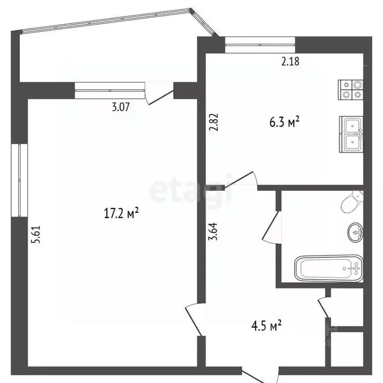 1-к кв. Московская область, Реутов Лесная ул., 7 (33.0 м) - Фото 1