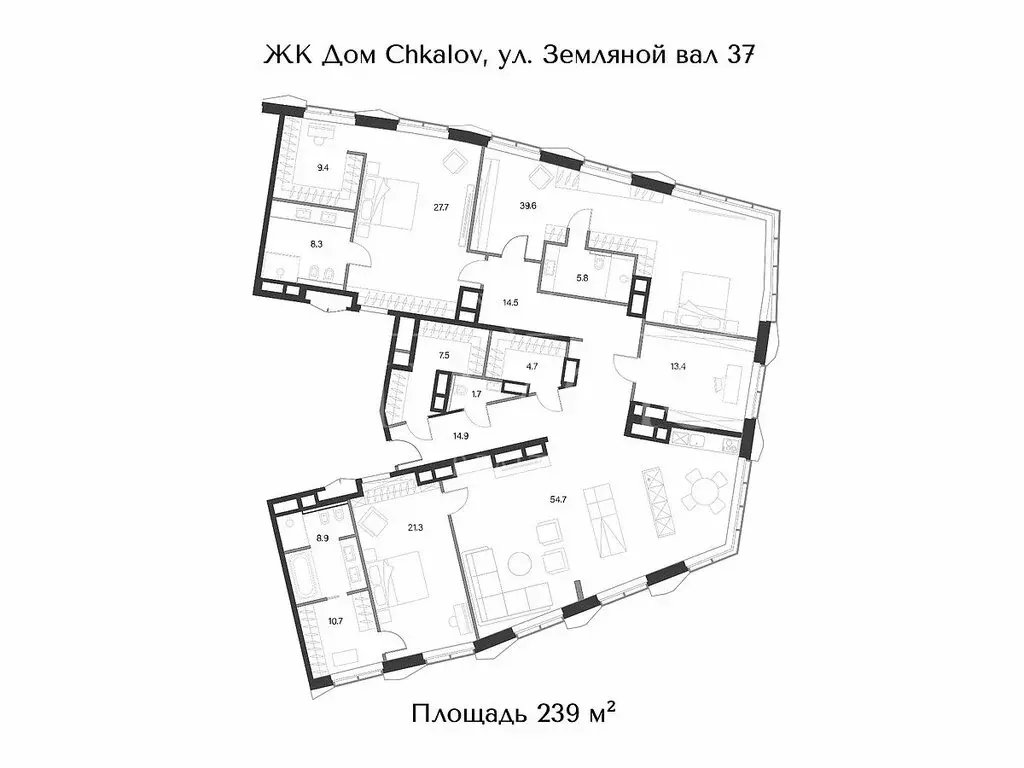 5-комнатная квартира: Москва, площадь Курского Вокзала, 1 (239 м) - Фото 0