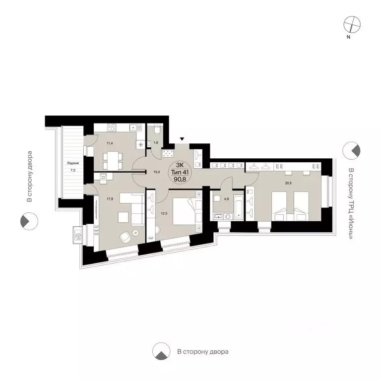 3-к кв. Коми, Сыктывкар Октябрьский просп., 137 (90.8 м) - Фото 1