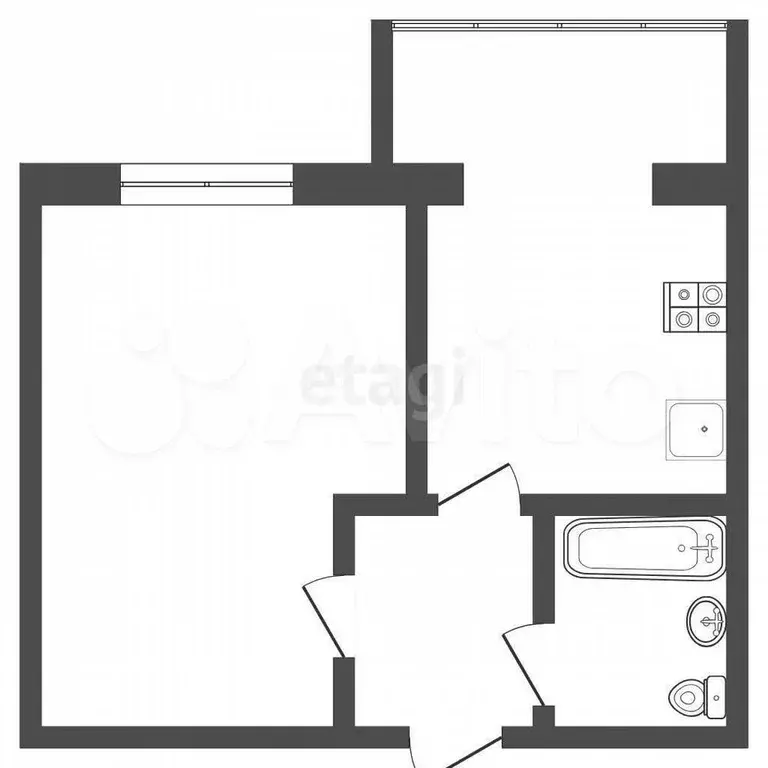 1-к. квартира, 35,7 м, 2/7 эт. - Фото 0