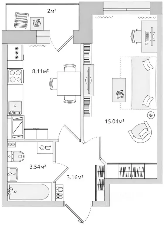1-к кв. Санкт-Петербург ул. Русановская, 18к6 (30.0 м) - Фото 2