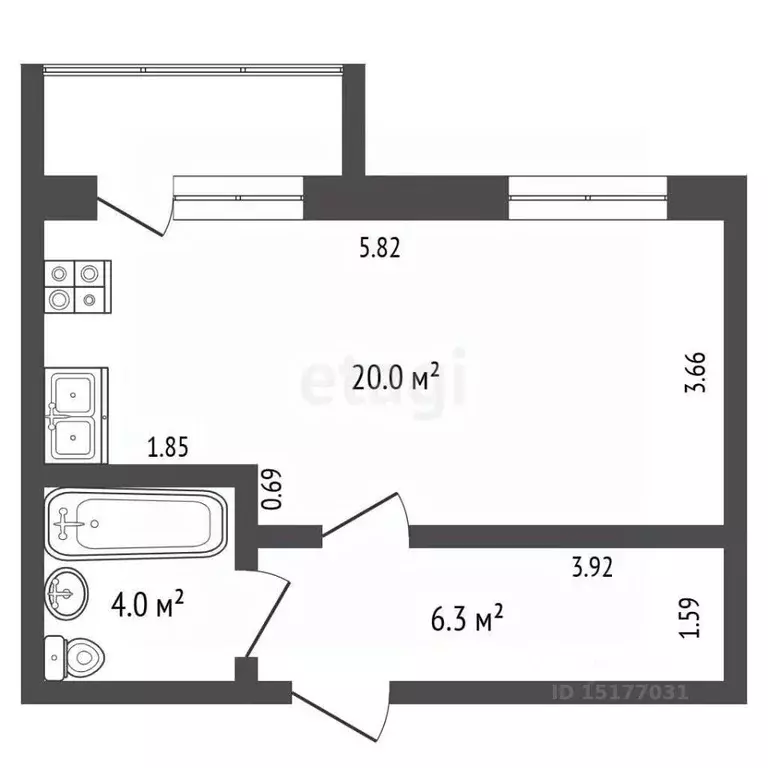 Студия Ямало-Ненецкий АО, Ноябрьск просп. Мира, 11 (30.0 м) - Фото 2