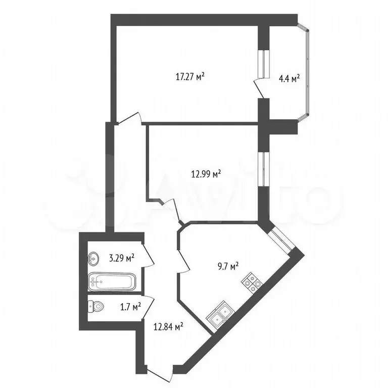 2-к. квартира, 60 м, 5/5 эт. - Фото 0