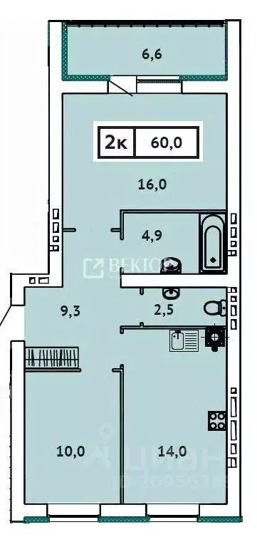 2-к кв. Ивановская область, Иваново ул. Чайковского, 2 (60.0 м) - Фото 1