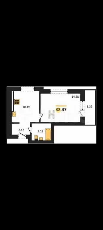 1-к. квартира, 34,1 м, 8/9 эт. - Фото 1