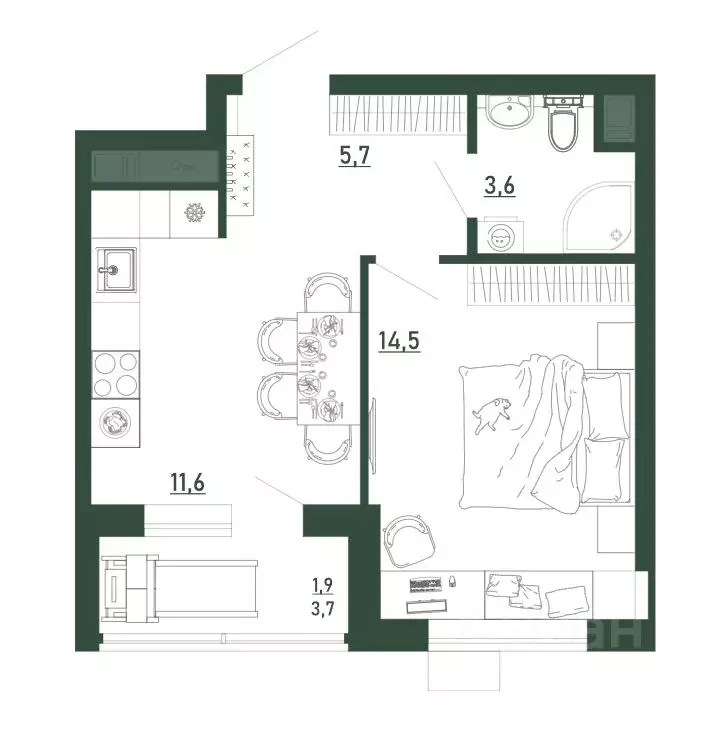 1-к кв. Воронежская область, Воронеж бул. Содружества, 6 (37.3 м) - Фото 1
