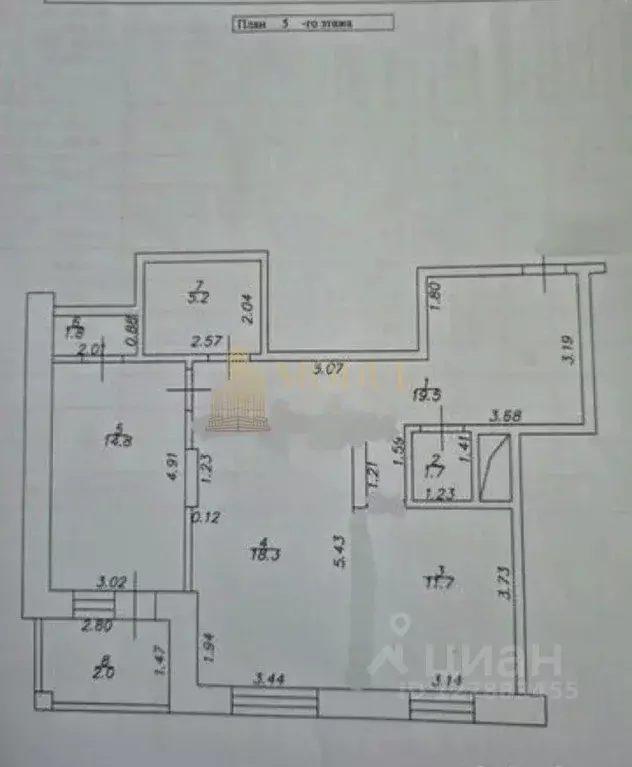 2-к кв. Татарстан, Казань ул. Баки Урманче, 1 (73.0 м) - Фото 2