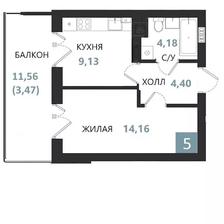 1-комнатная квартира: Калининградская область, Светлогорск (35.34 м) - Фото 0