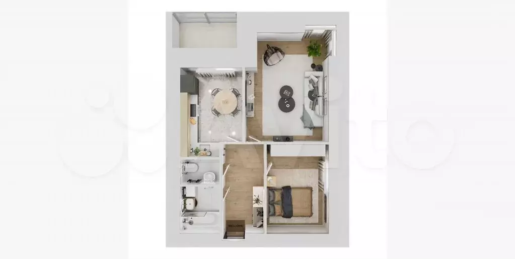 2-к. квартира, 53,1 м, 2/9 эт. - Фото 1