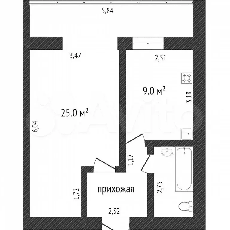 1-к. квартира, 36,8 м, 3/9 эт. - Фото 0