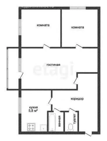 3-комнатная квартира: Абакан, улица Тараса Шевченко, 68 (46 м) - Фото 1