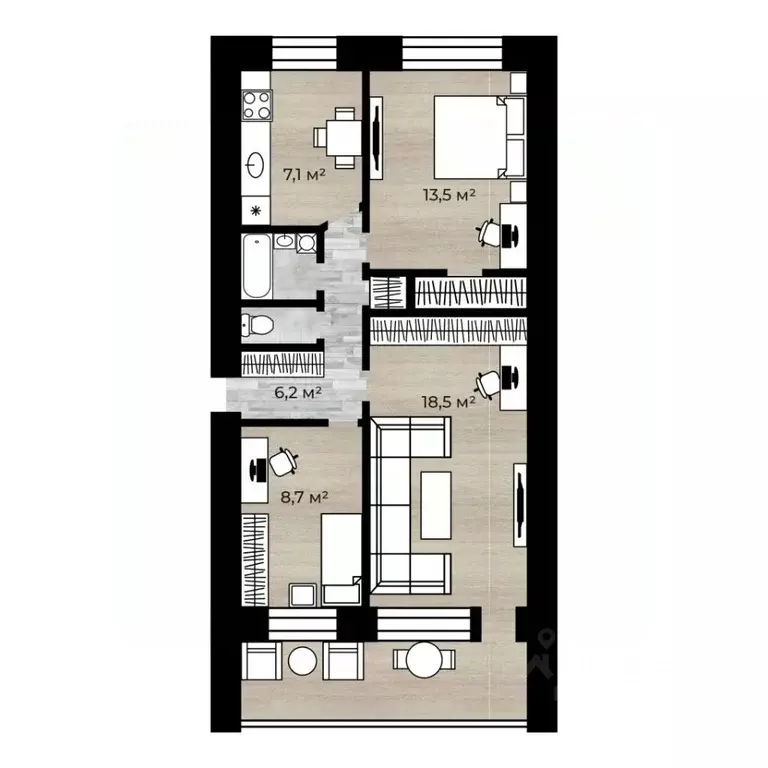 3-к кв. Ярославская область, Ярославль Ленинградский просп., 91 (60.3 ... - Фото 2