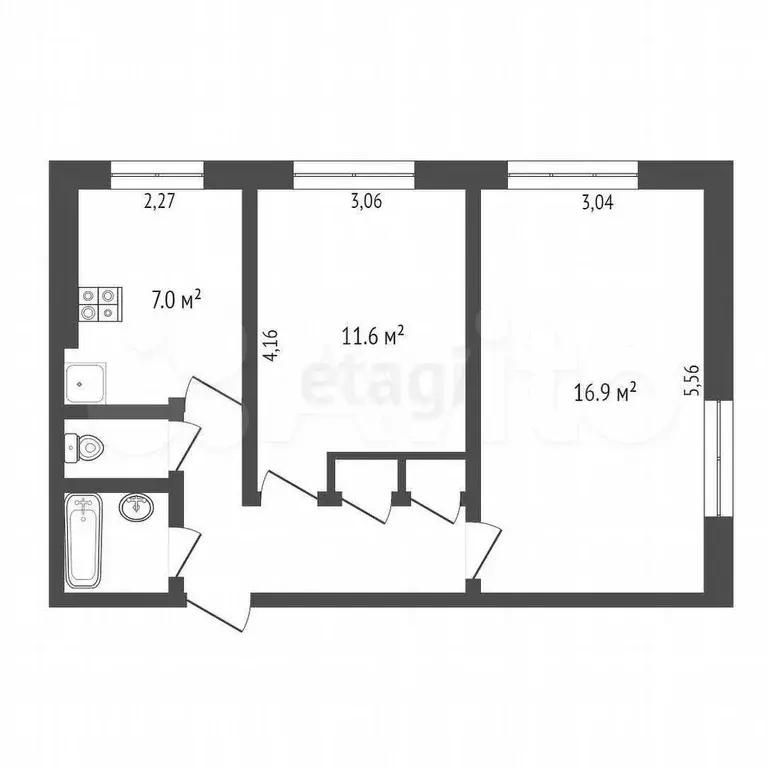 2-к. квартира, 47 м, 1/9 эт. - Фото 0