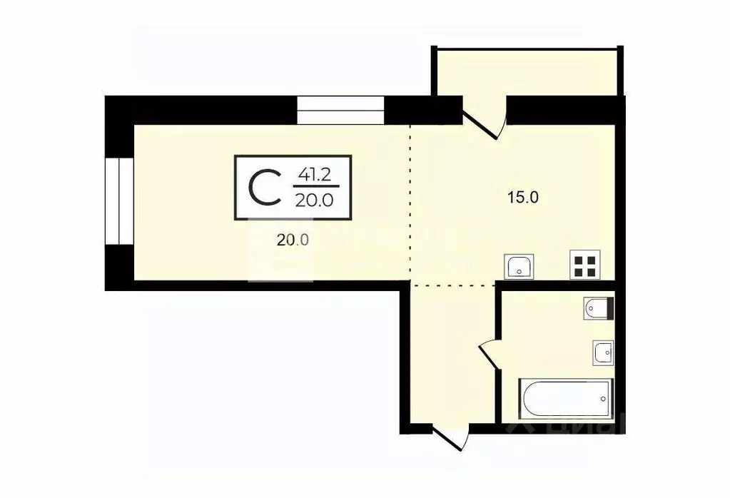 Квартира, студия, 41.2 м - Фото 2