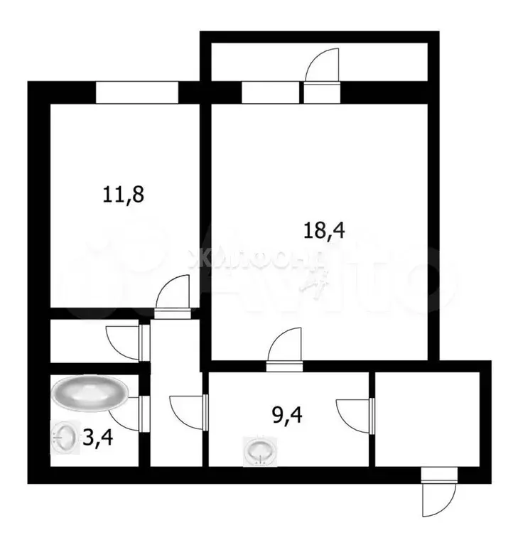 2-к. квартира, 45 м, 5/7 эт. - Фото 0