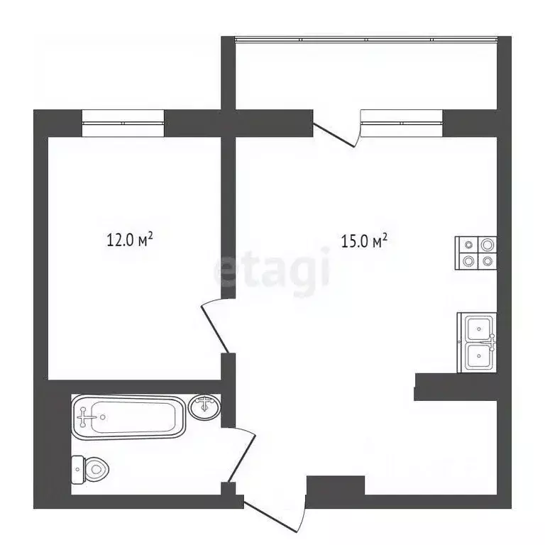 1-к кв. Ханты-Мансийский АО, Ханты-Мансийск Самаровская ул., 6к1 (40.3 ... - Фото 1
