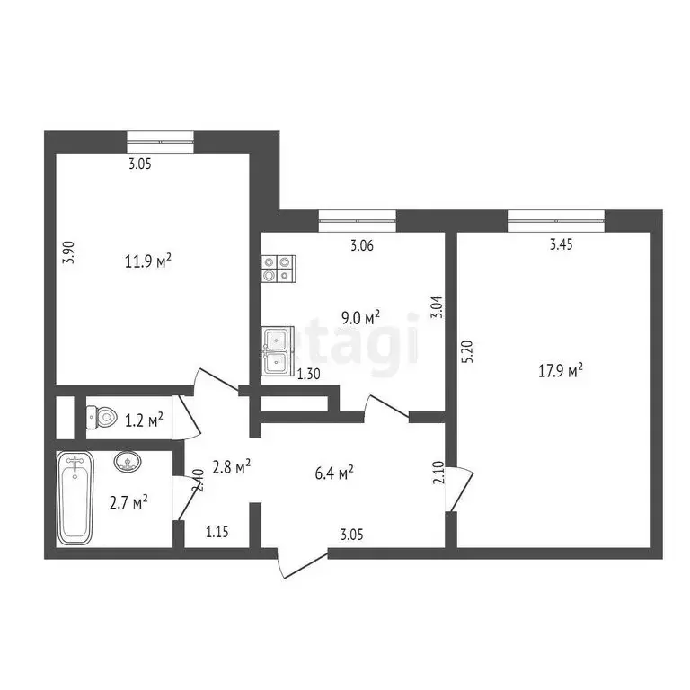 2-комнатная квартира: Прохладный, Строительная улица, 62 (51.9 м) - Фото 0