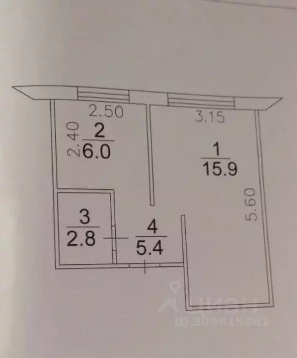 1-к кв. Кемеровская область, Кемерово Институтская ул., 15 (30.0 м) - Фото 0