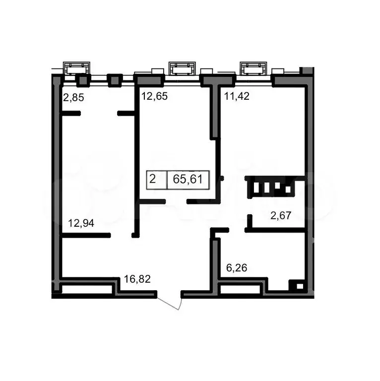 2-к. квартира, 65,6 м, 15/23 эт. - Фото 0