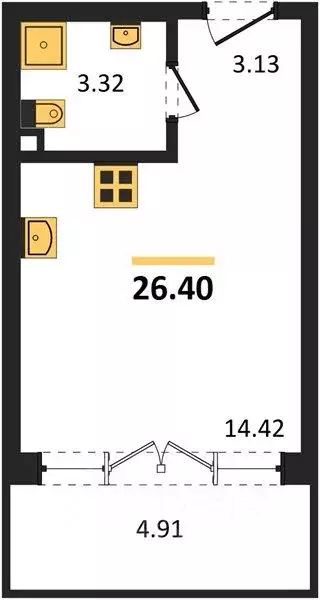 Студия Крым, Алупка ш. Севастопольское, 2А (26.4 м) - Фото 1