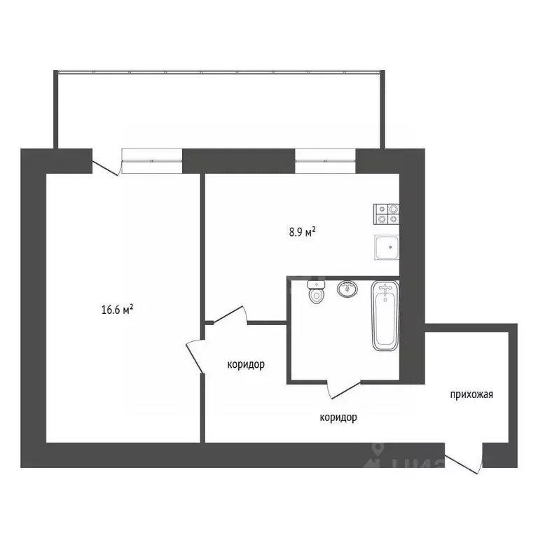 1-к кв. Воронежская область, Воронеж ул. Антонова-Овсеенко, 31 (40.1 ... - Фото 2