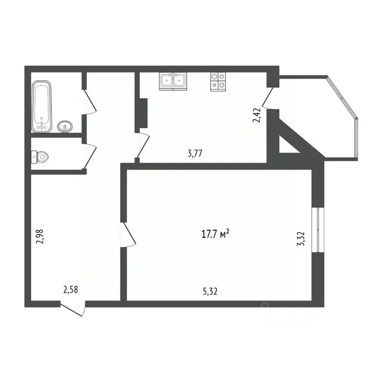 1-к кв. Тюменская область, Тюмень ул. Муравленко, 9 (41.0 м) - Фото 2
