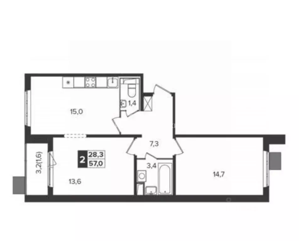 2-к кв. Московская область, Ленинский городской округ, пос. Битца ... - Фото 2