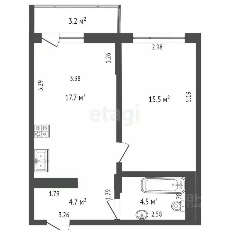 1-к кв. Тюменская область, Тюмень ул. Разведчика Кузнецова, 7 (42.4 м) - Фото 2