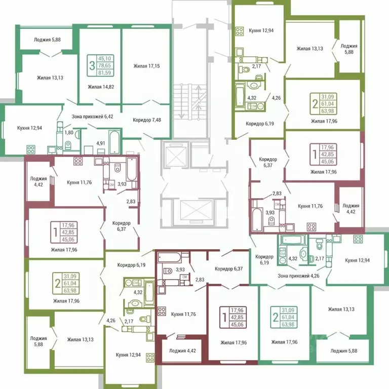 2-к кв. Калужская область, Обнинск ул. Табулевича, 1 (60.9 м) - Фото 2