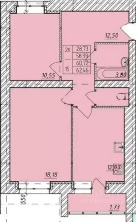 2-к кв. Тамбовская область, Тамбов ул. Имени Павла Строганова, 3Б ... - Фото 1