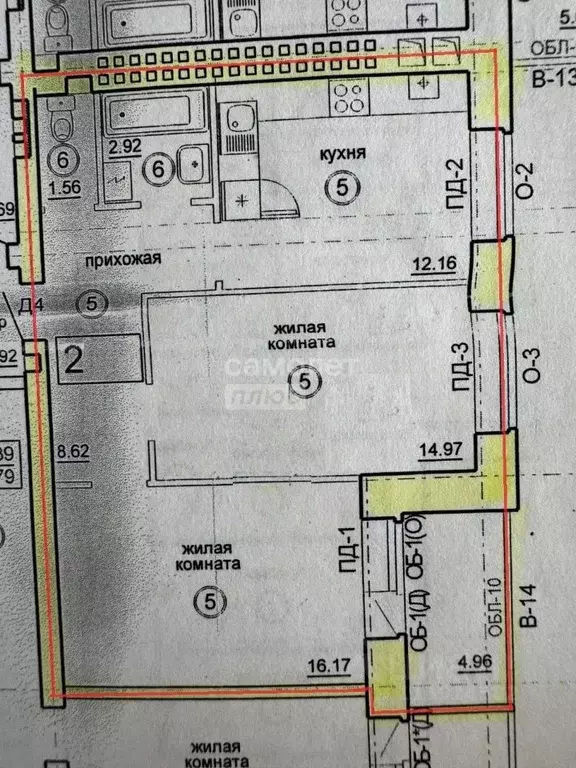 2-к кв. Новгородская область, Великий Новгород Речная ул., 35к1 (56.4 ... - Фото 1