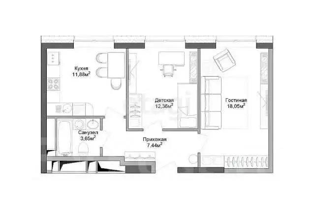 3-комнатная квартира: Осиновая Гора, улица Аркадия Шипунова, 1 (78 м) - Фото 1