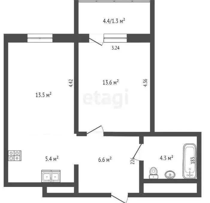 2-комнатная квартира: Пермь, Серебристая улица, 12 (44.7 м) - Фото 1
