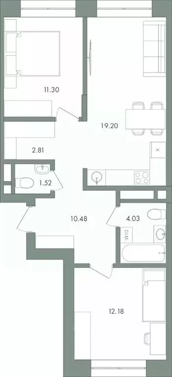 2-к кв. Ханты-Мансийский АО, Сургут ул. Крылова (61.52 м) - Фото 0