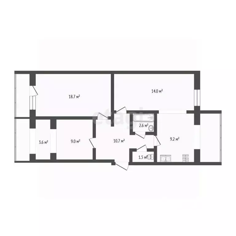 3-к кв. Севастополь ул. Генерала Лебедя, 16 (66.8 м) - Фото 0